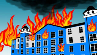 Ilustrasi Gedung Terbakar.